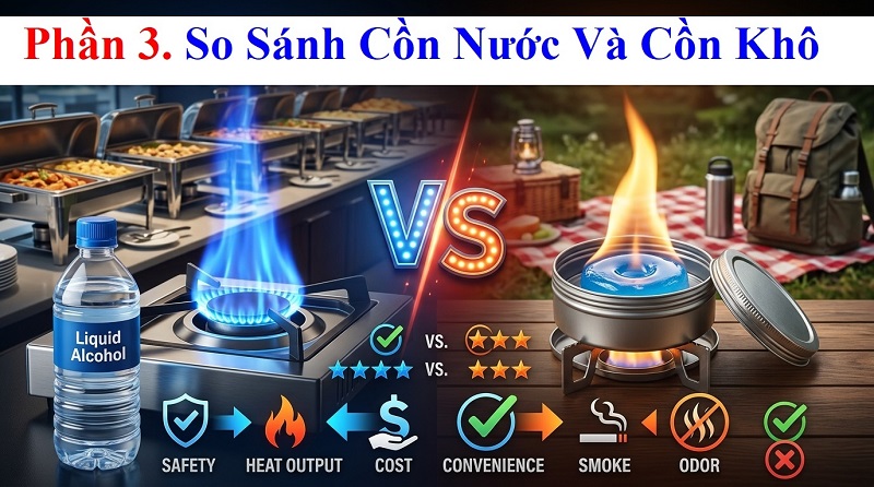 So Sánh Cồn Nước Và Cồn Khô: Loại Nào Tốt Hơn Cho Đun Nấu Và Sử Dụng Hàng Ngày?